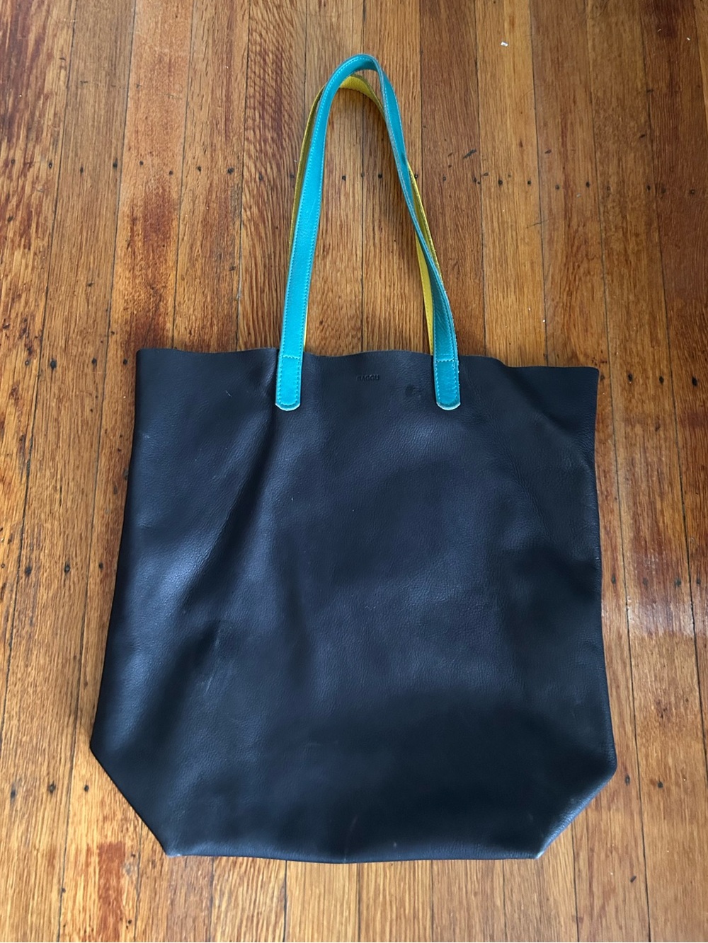 BAGGU Milled Leather Tote Double Handle Shoulder Bag Discontinued